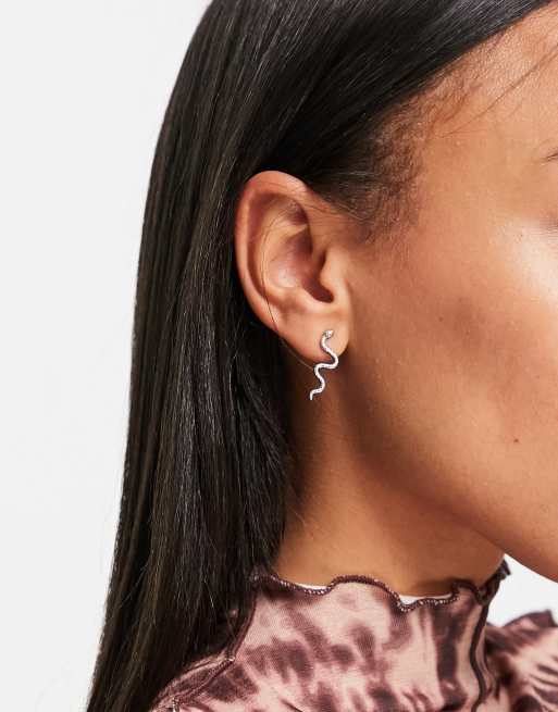 ASOS DESIGN – Kolczyki-wkręty ze wzorem  węża w srebrnym kolorze