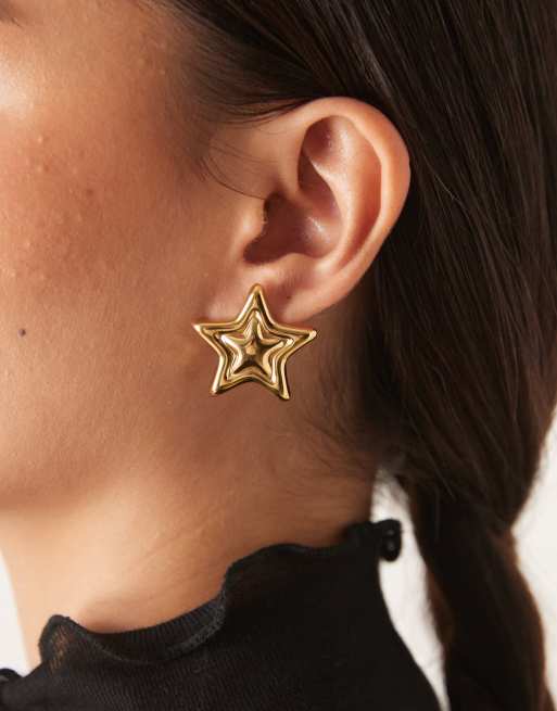 ASOS DESIGN – Kolczyki z wodoodpornej stali nierdzewnej w kształcie gwiazdek, w kolorze złotym