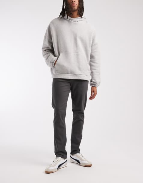 ASOS DESIGN – Kolgrå smala chinos - view 1