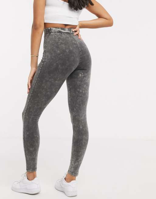 ASOS DESIGN – Kolgrå stentvättade leggings, 2 av 4
