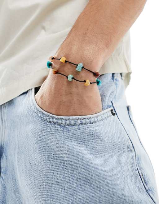 ASOS DESIGN – Kolorowa bransoletek ze sznurka z kamieniami