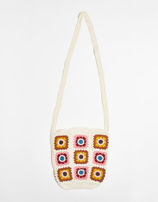 ASOS DESIGN – Kolorowa szydełkowana torebka crossbody imitująca rękodzieło