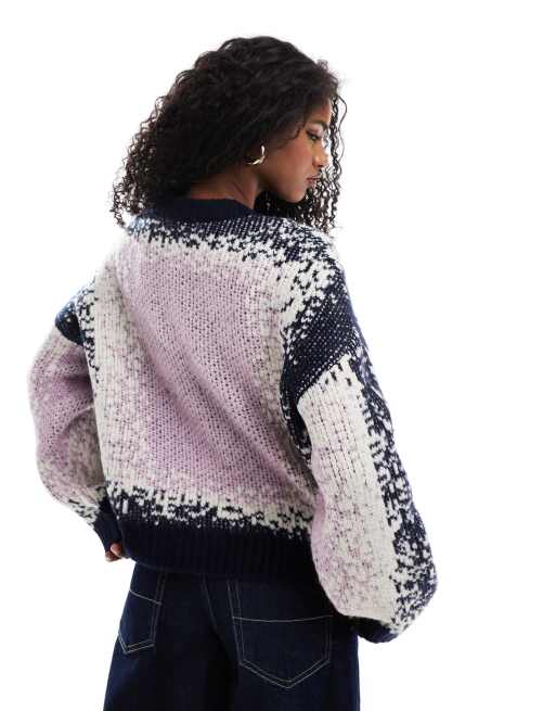 ASOS DESIGN – Kolorowy dzianinowy sweter z okrągłym dekoltem ze wzorem ombre, 3 z 4
