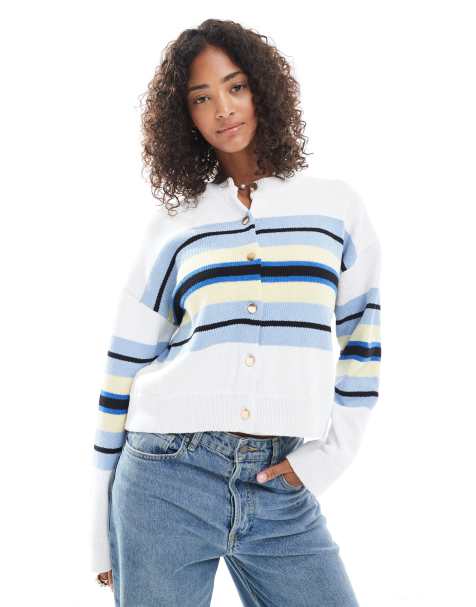 ASOS DESIGN boxy stripe cardigan in multi