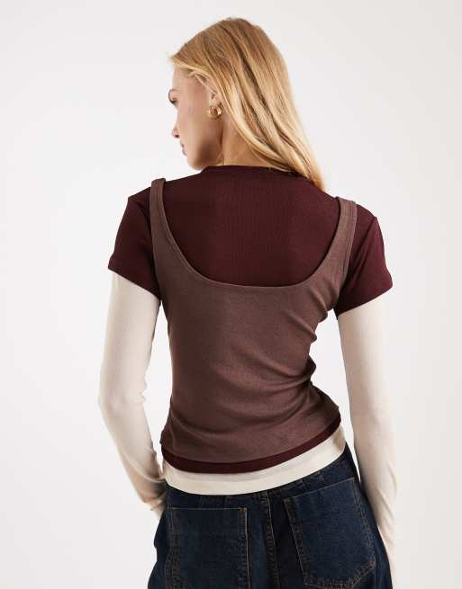 ASOS DESIGN – Kolorowy trójwarstwowy top z długimi rękawami, 3 z 4