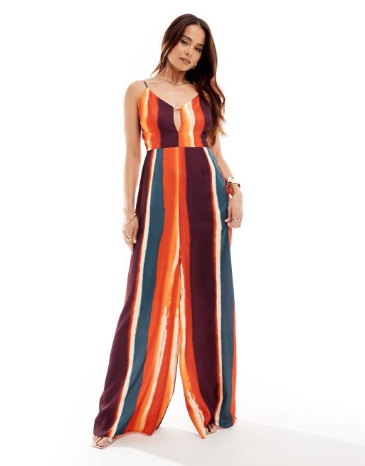 ASOS DESIGN – Kombinezon na ramiączkach, z dekoltem w szpic, w paski, 2 z 4