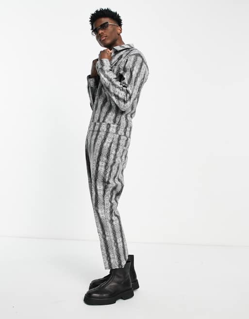 ASOS DESIGN – Kombinezon z imitacji skóry w wężowy wzór - BLACK, 2 z 4