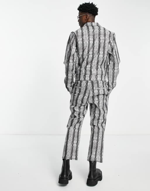 ASOS DESIGN – Kombinezon z imitacji skóry w wężowy wzór - BLACK, 3 z 4
