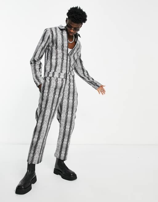 ASOS DESIGN – Kombinezon z imitacji skóry w wężowy wzór - BLACK, 4 z 4