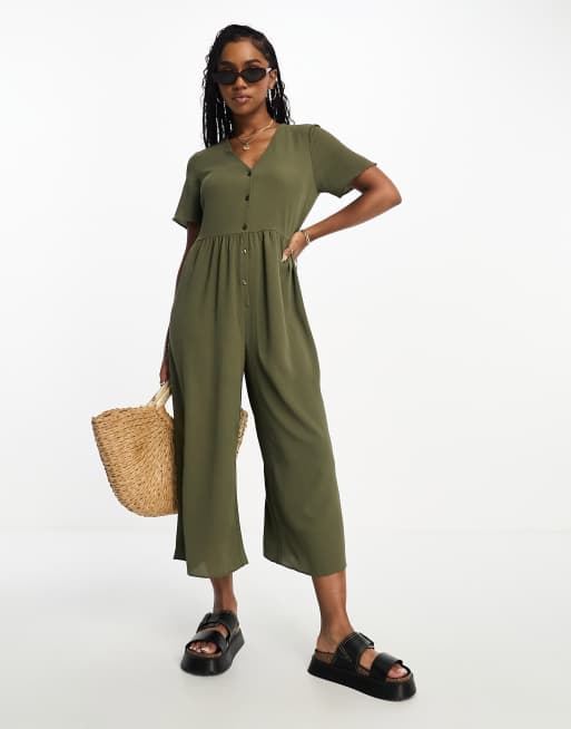 ASOS DESIGN – Kombinezon z krótkimi rękawami w kolorze khaki