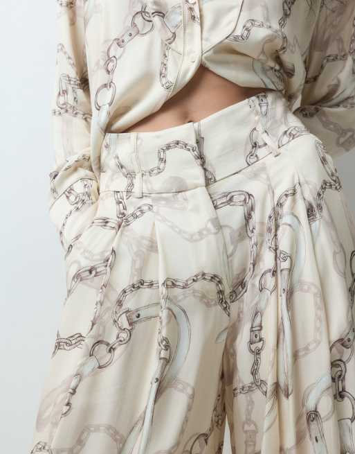 ASOS DESIGN Kombiteil-Hose mit weitem Bein, superhohem Bund und Kettenprint, 3 von 5