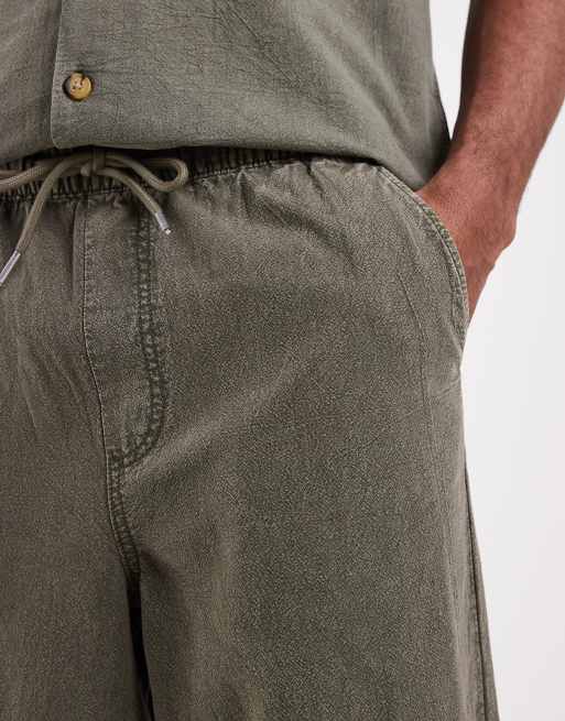 ASOS DESIGN Kombiteil locker geschnittene strukturierte Hose in Khaki, 5 von 5
