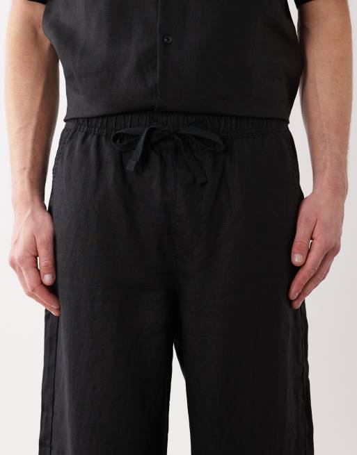 ASOS DESIGN Kombiteil lockere Hose aus 100 % Leinen in Schwarz - BLACK, 4 von 5