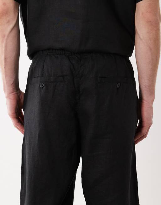ASOS DESIGN Kombiteil lockere Hose aus 100 % Leinen in Schwarz - BLACK, 5 von 5