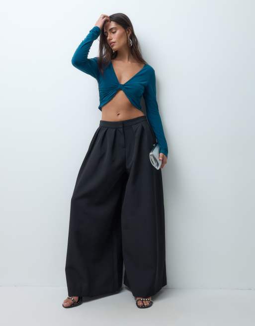 ASOS DESIGN Kombiteil mit geraffter Vorderseite und schmalem Ärmel in Petrol, 2 von 5