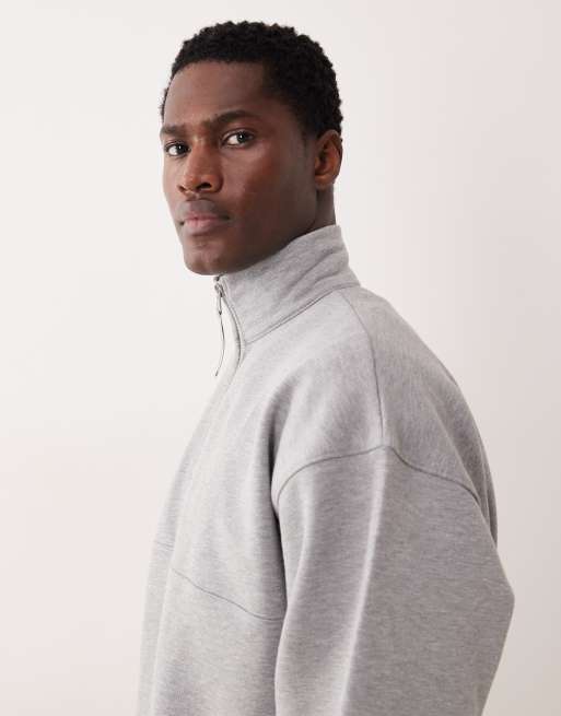 ASOS DESIGN Kombiteil: oversized Sweatshirt mit Viertelreißverschluss in grau meliert, 4 von 5
