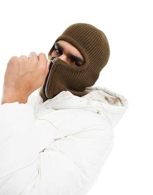 ASOS DESIGN – Kominiarka z kapturem w kolorze khaki zapinana na zamek