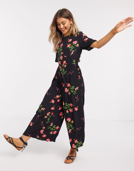 ASOS DESIGN — Komninezon z tyłem na guziki i nadrukiem w kwiaty