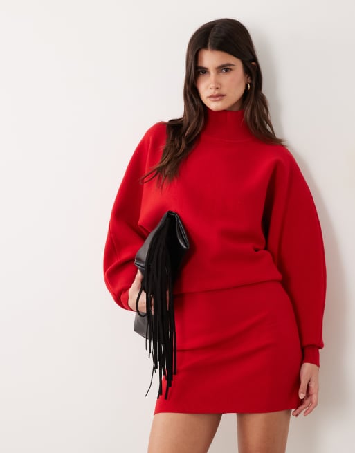 ASOS DESIGN kompakt stickad bodycon-miniklänning i rött, 3 av 4