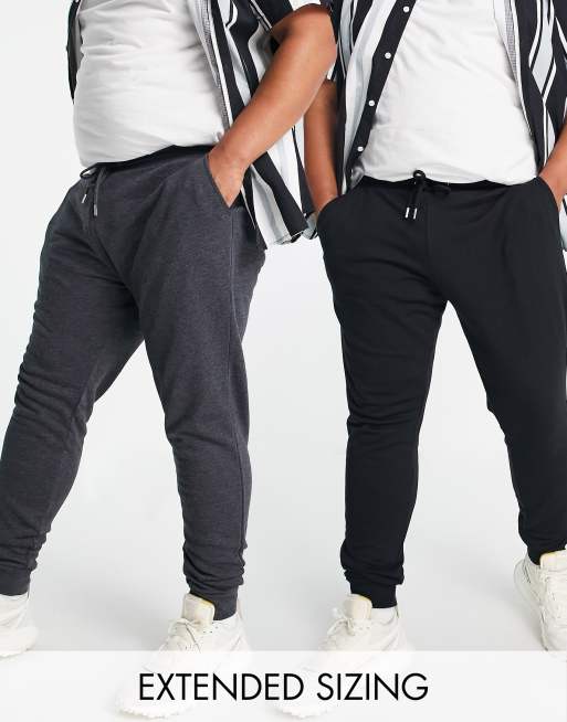 ASOS DESIGN – Komplet 2 par joggersów o obcisłym kroju – czarny/grafitowy