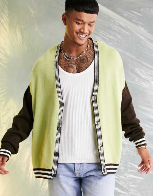 ASOS DESIGN – Kontrastierende Strickjacke mit welligem, platziertem Rückenmotiv, 3 von 4