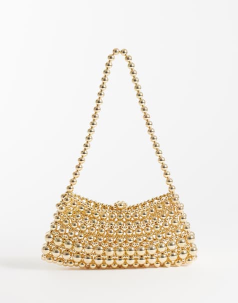 ASOS DESIGN kopertówka z metalowych koralików w kolorze złotym - view 1