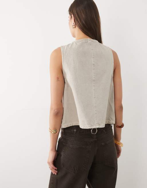 ASOS DESIGN – Kopertowy top z denimu w kolorze taupe, 4 z 4