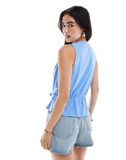 ASOS DESIGN – Kopertowy top z imitacji lnu z ozdobnym skrętem, 4 z 4