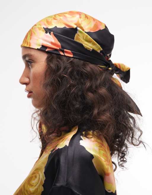 ASOS DESIGN – Kopftuch aus Satin mit auffälligem Blumenmuster, 3 von 3
