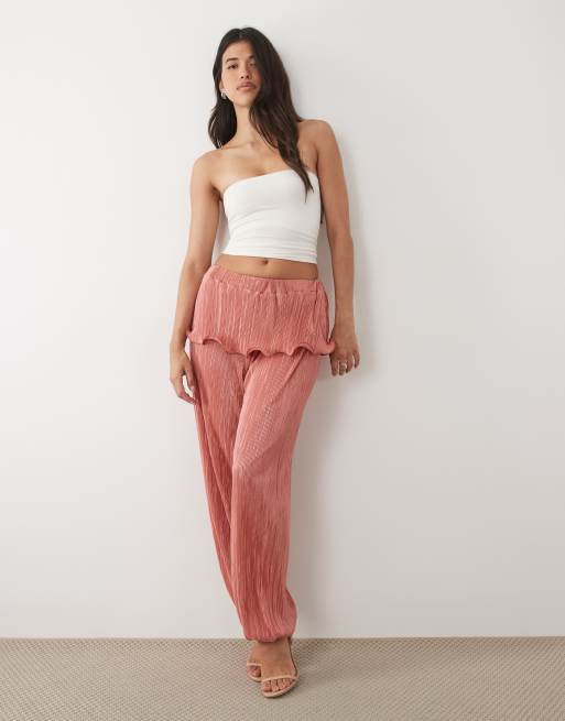 ASOS DESIGN – Koralowe plisowane spodnie typu bombka ze spódnicą, 2 z 5