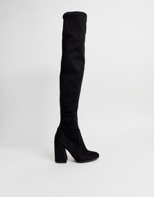 Asos black shop thigh high boots