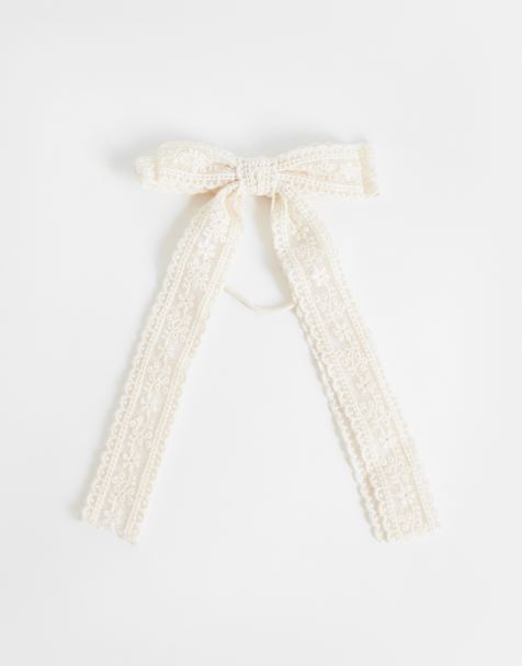 ASOS DESIGN – Koronkowa kokardka do włosów, w kolorze kości słoniowej - view 1