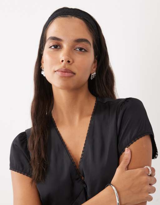 ASOS DESIGN koronkowa opaska do włosów w kolorze czarnym, 3 z 3