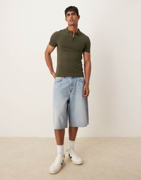 ASOS DESIGN – Körperbetontes Basic-Polohemd aus Pikee in Dunkelgrün - view 1