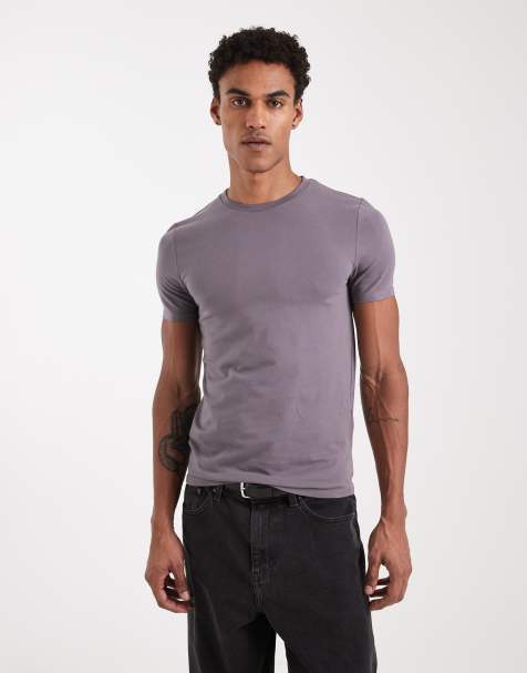 ASOS DESIGN – Körperbetontes Basic-T-Shirt in Grau - view 1