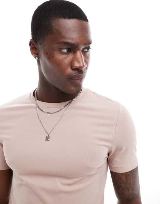 ASOS DESIGN – Körperbetontes Basic-T-Shirt in Rosa 