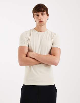 Körperbetontes Basic-T-Shirt in Steinbeige-Neutral Neutral 3XL