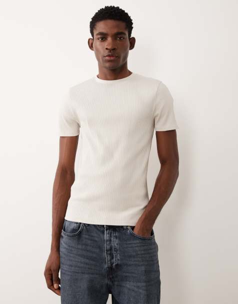 ASOS DESIGN – Körperbetontes, geripptes T-Shirt aus superschwerem Material in Grau - view 1