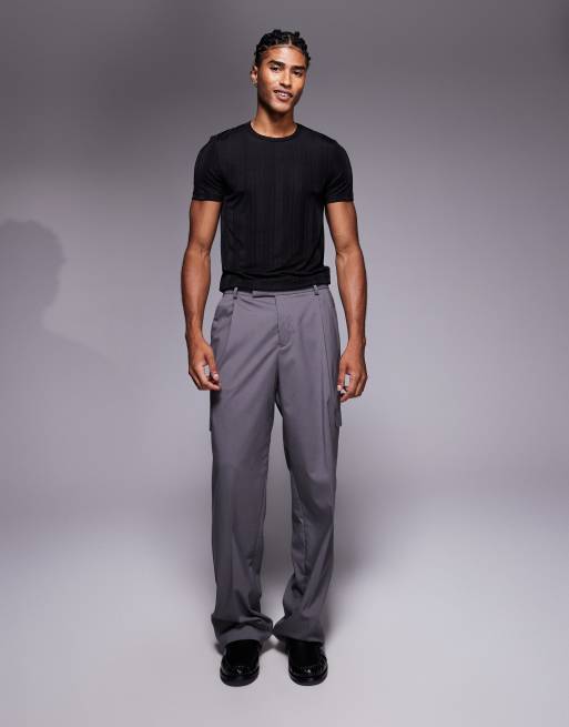 ASOS DESIGN – Körperbetontes T-Shirt aus geripptem Netzstoff in transparentem Schwarz, 3 von 5