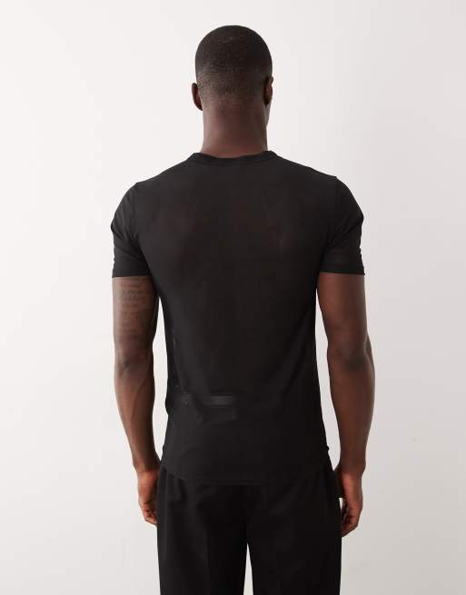 ASOS DESIGN – Körperbetontes T-Shirt aus Netzstoff in Schwarz, 5 von 5