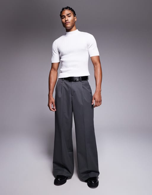 ASOS DESIGN – Körperbetontes T-Shirt aus Rippstrick in Weiß mit Stehkragen, 2 von 5