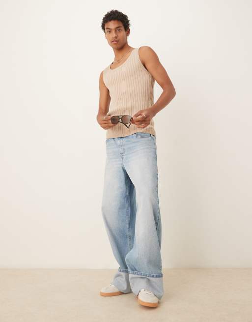  ASOS DESIGN – Körperbetontes Trägershirt aus Rippstrick in Steinbeige, 2 von 4