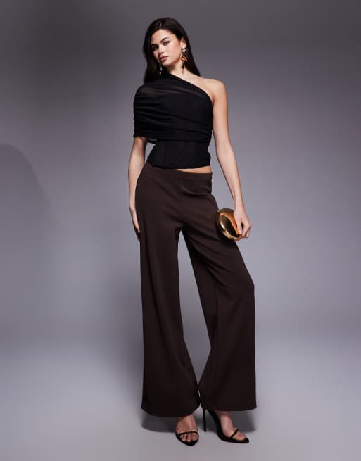 ASOS DESIGN - Korset van mesh met asymmetrische cape-bovenlaag in zwart, 2 van 4