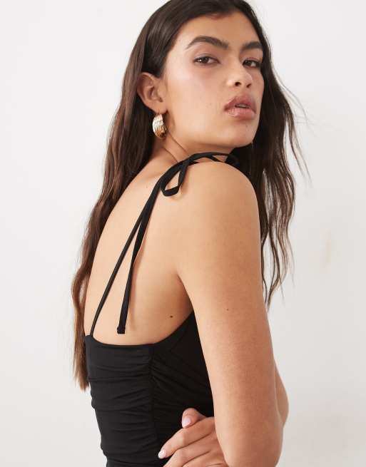 ASOS DESIGN Korsett-Minikleid aus Mesh in Schwarz, 3 von 4