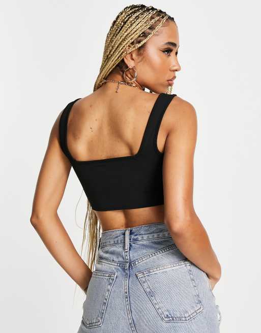 ASOS DESIGN – Korsett-Oberteil in Schwarz mit Western-Design und Schnürung, 3 von 4