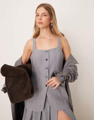 ASOS DESIGN - Korsett-Weste in Grau mit Kreuzschraffur