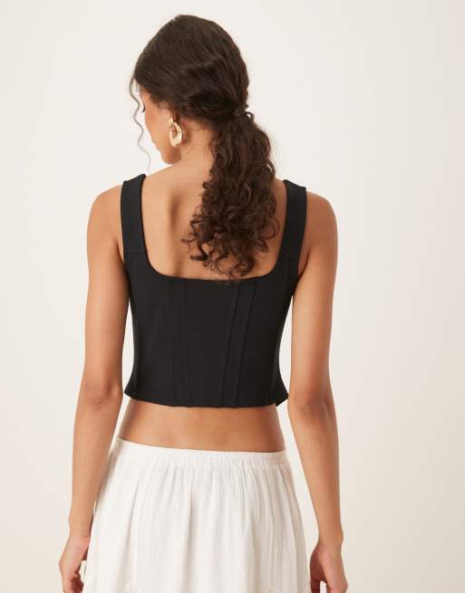 ASOS DESIGN - Korsettop met baleinen in zwart, 3 van 4