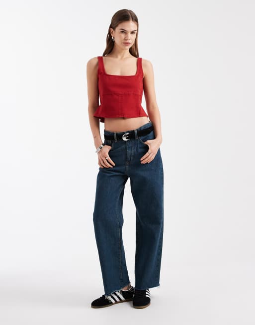 ASOS DESIGN - Korsettop met naaddetail in rood, 2 van 4