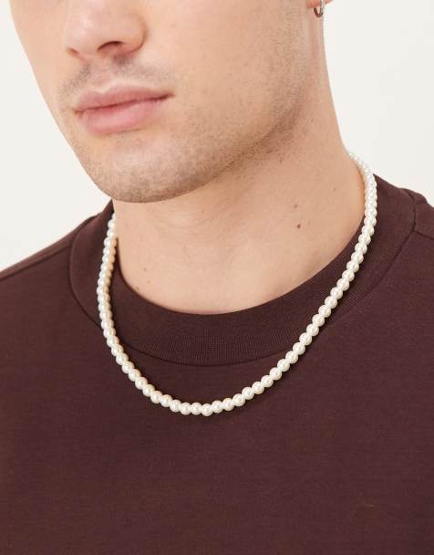 ASOS DESIGN - Kort 6 mm halskæde med perler i imiteret glas i hvid - view 1