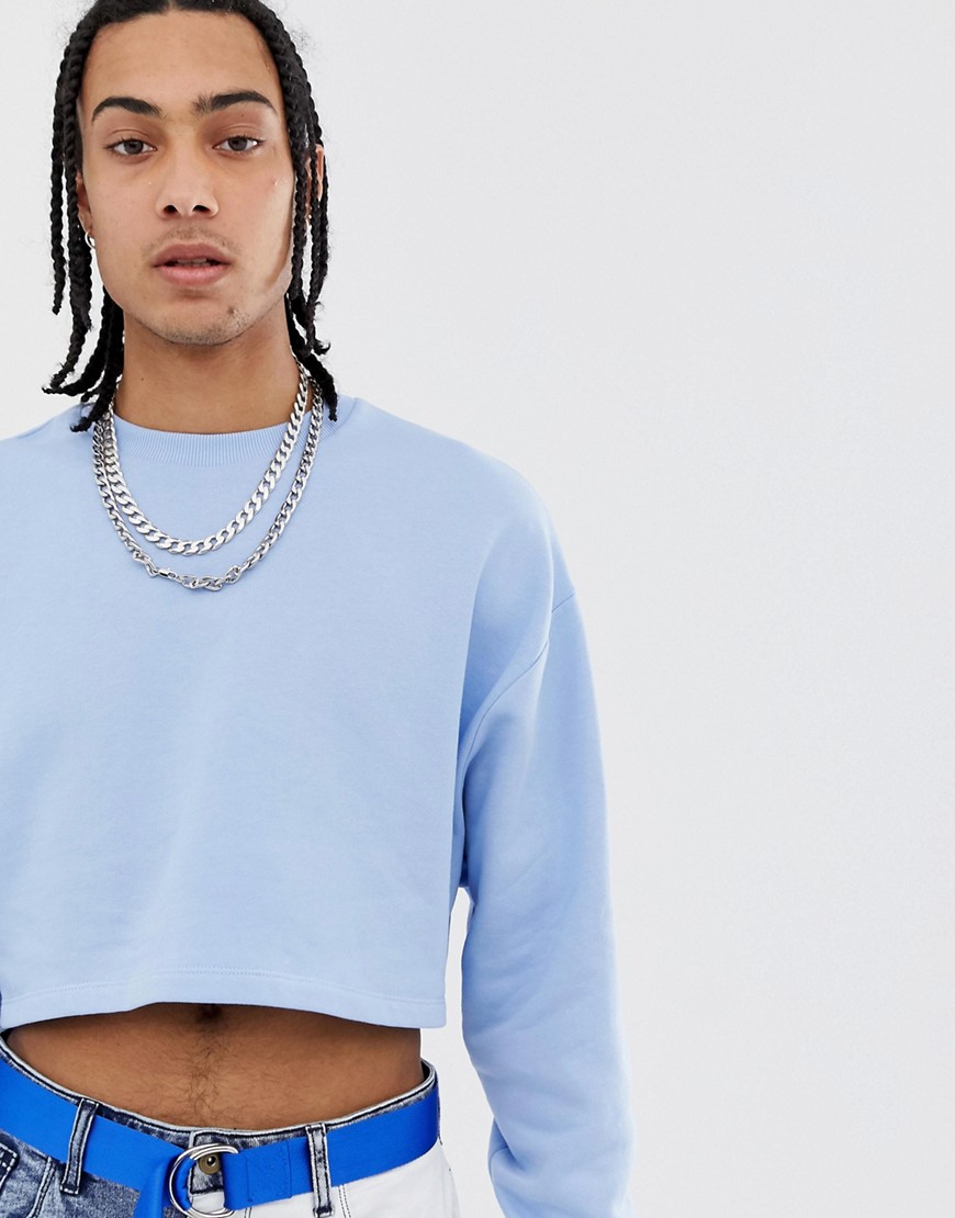 ASOS DESIGN – Kort blå sweatshirt i oversize-modell